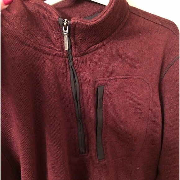 EDDIE BAUER MENS SIZE XL CONVECTOR 1/2 ZIP BURGUNDY PULLOVER SWEATER - Picture 4 of 9